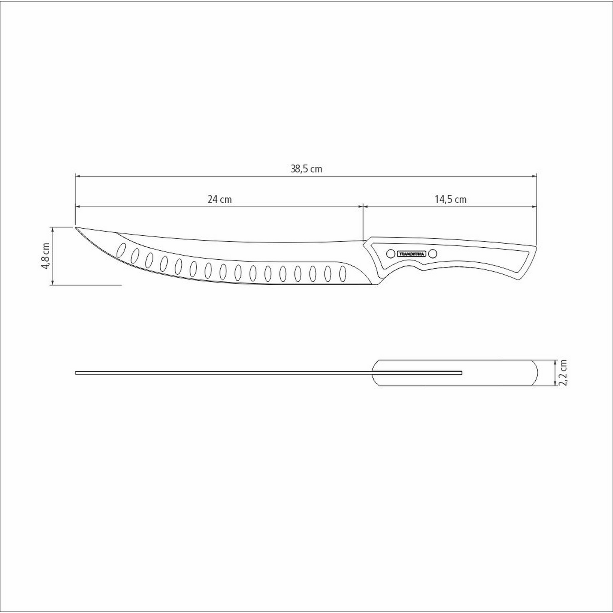 Fleischmesser Edelstahl/Holz 25 cm 38,5 cm