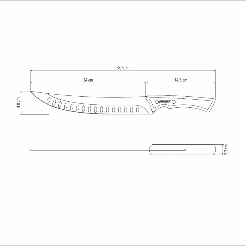 Fleischmesser Edelstahl/Holz 25 cm 38,5 cm