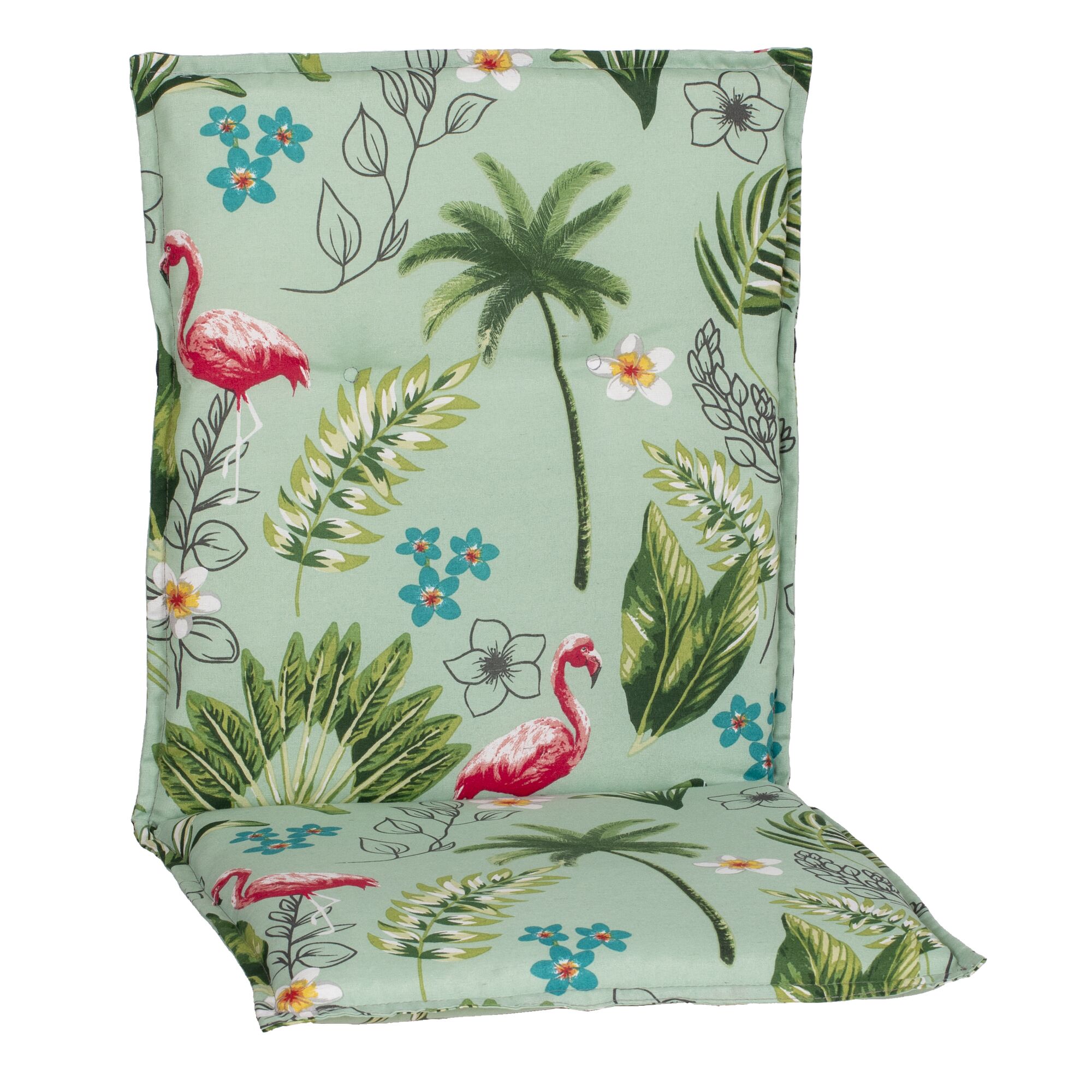 Stuhlkissen Genua mit Flamingo- und Palmenmuster
