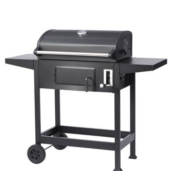 Schwarzer Holzkohlegrill mit Rädern