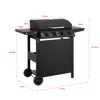 Schwarzer Gasgrill mit vier Brennern