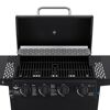 Geöffneter Gasgrill mit vier Brennern