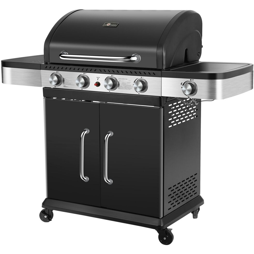 Schwarzer Gasgrill mit vier Brennern