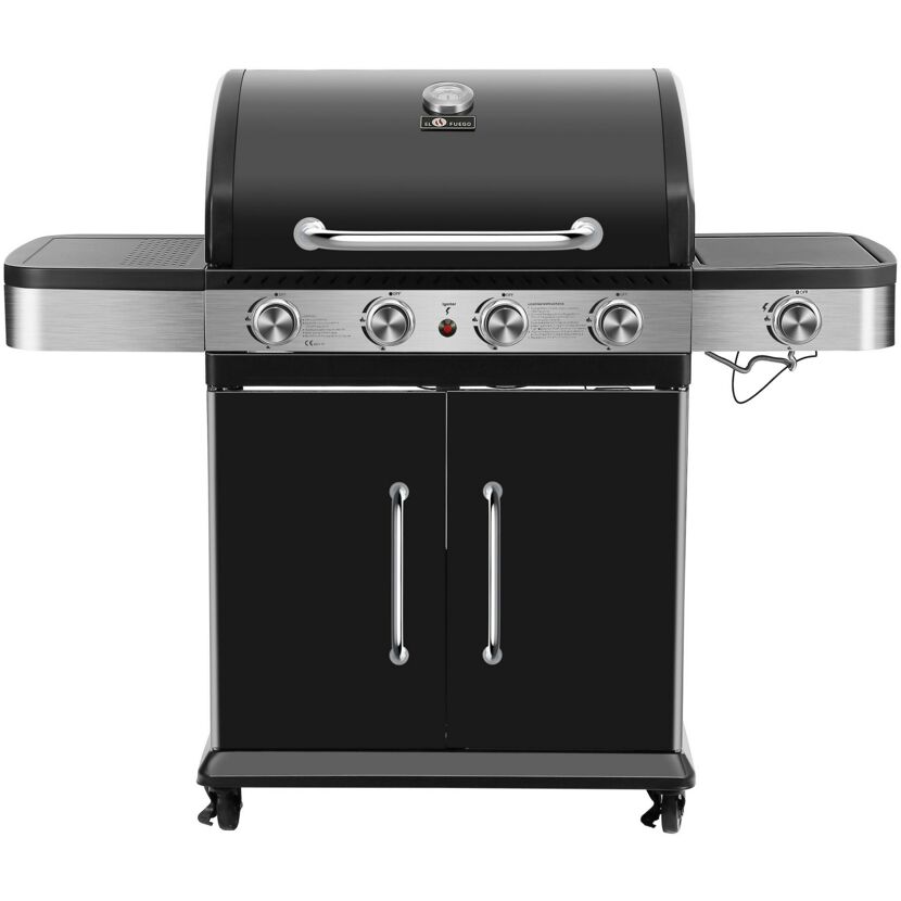 Schwarzer Gasgrill mit vier Brennern