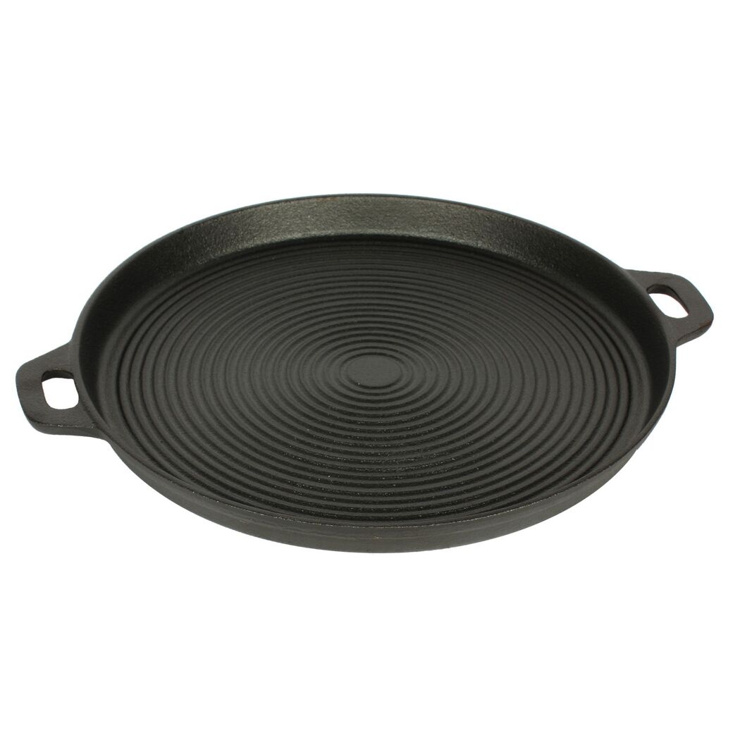 Grillpfanne aus Gusseisen schwarz Ø 34 cm