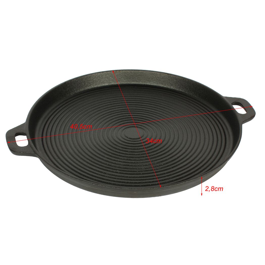 Grillpfanne aus Gusseisen schwarz Ø 34 cm