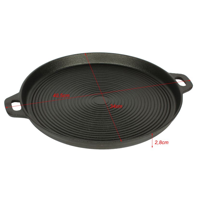 Grillpfanne aus Gusseisen schwarz Ø 34 cm