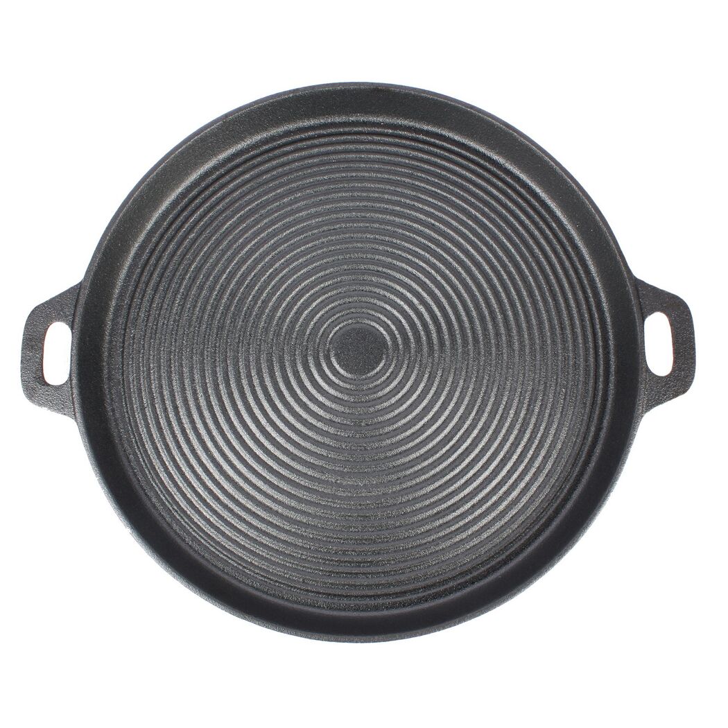 Grillpfanne aus Gusseisen schwarz Ø 34 cm