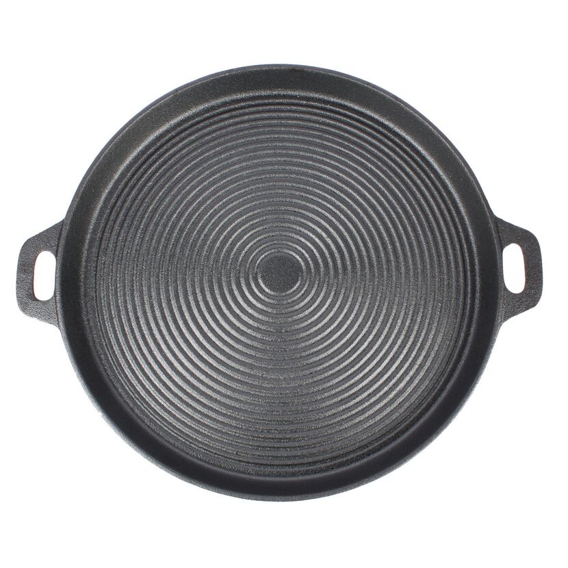 Grillpfanne aus Gusseisen schwarz Ø 34 cm