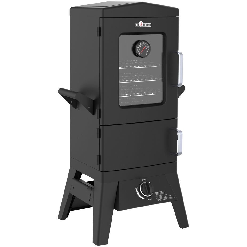 Schwarzer Gasgrill mit Thermometer