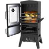 Gasgrill mit geöffneter Tür und Grillgut