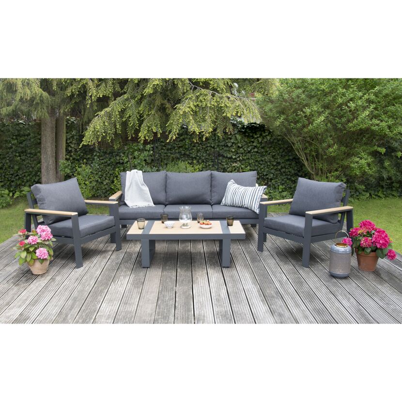 Loungemöbelset 'Arona' Aluminium dunkelgrau 3-teilig