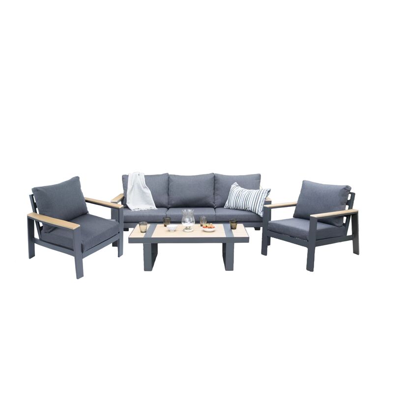 Loungemöbelset 'Arona' Aluminium dunkelgrau 3-teilig
