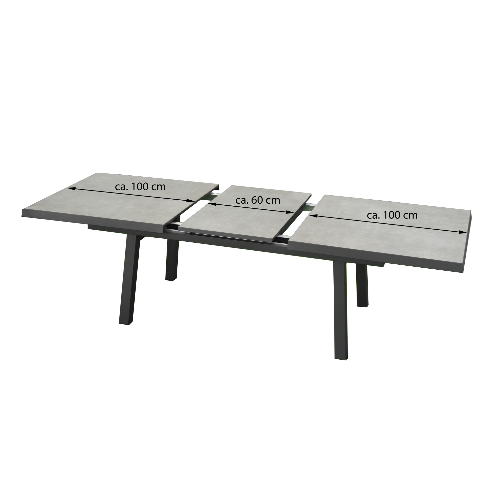 Gartentisch 'Ontario' ausziehbar Aluminium/Keramik 100 x 77 x 200/260 cm