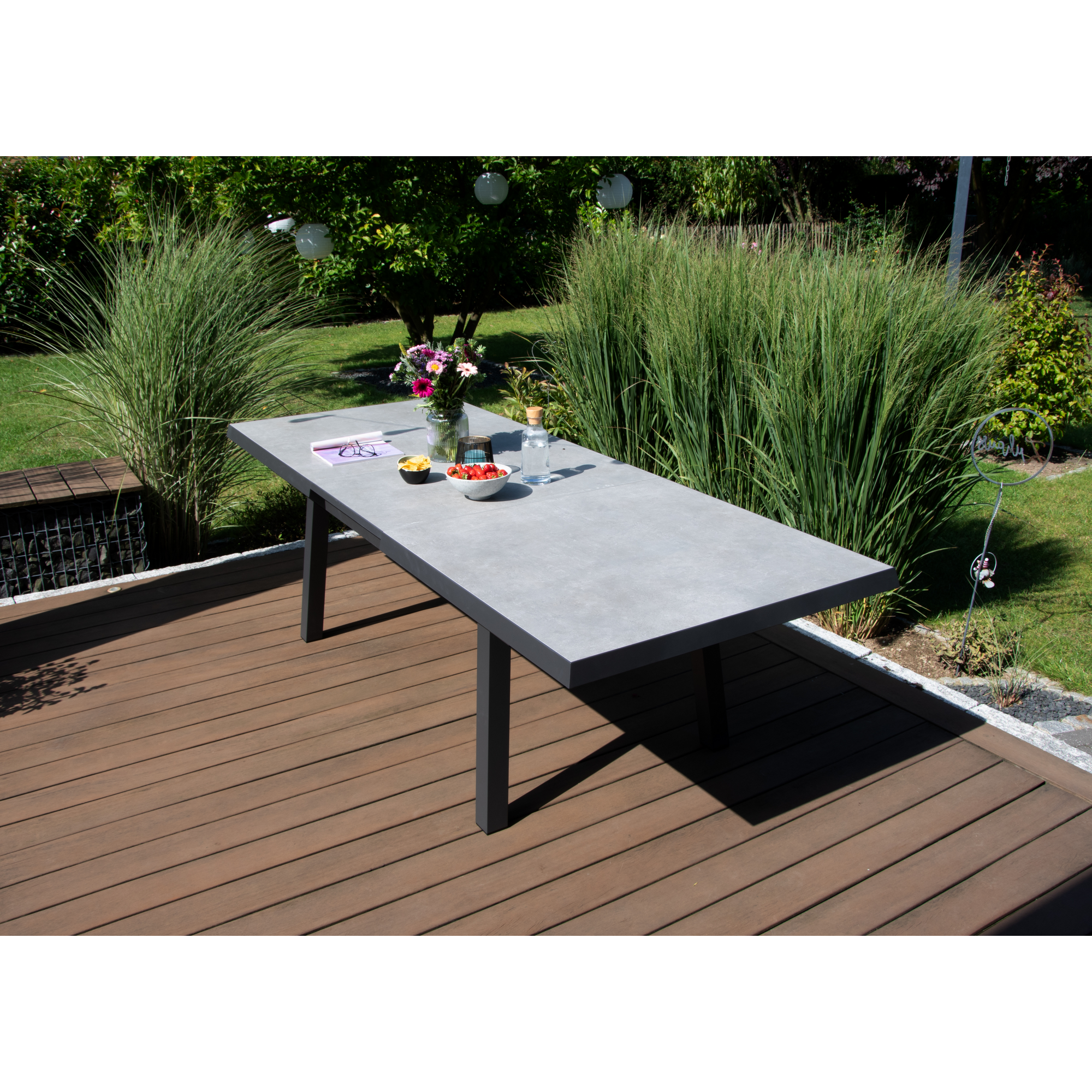 Gartentisch 'Ontario' ausziehbar Aluminium/Keramik 100 x 77 x 200/260 cm