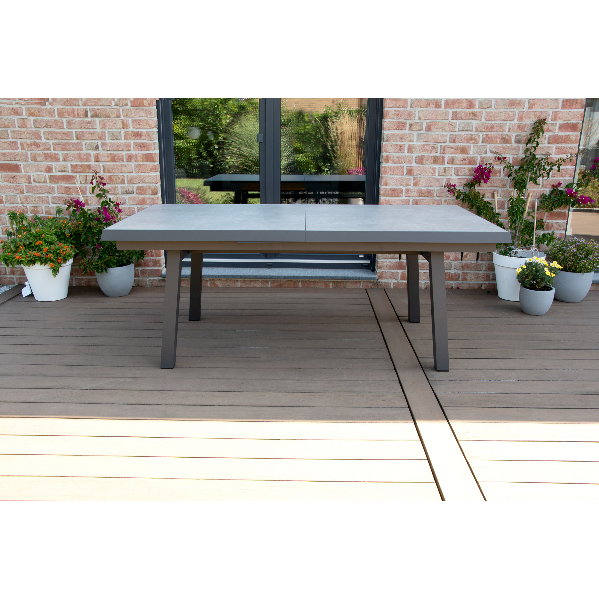 Gartentisch 'Ontario' ausziehbar Aluminium/Keramik 100 x 77 x 200/260 cm