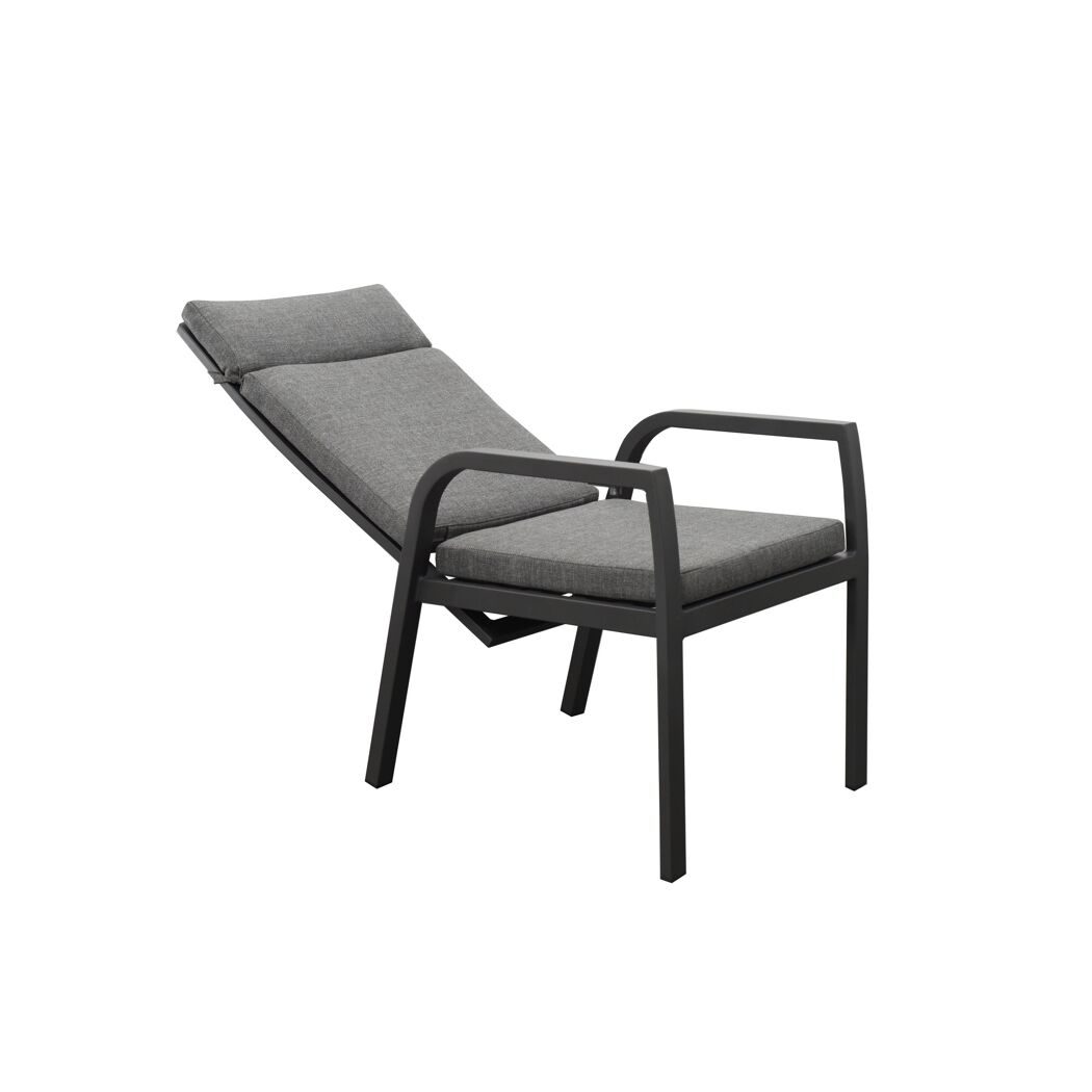Grauer Relaxsessel mit schwarzem Metallgestell