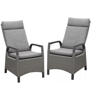 Gartensesselset 'Sydney' grau 57 x 112 x 67 cm 2 Stück