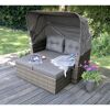 Graue Gartenlounge mit Dach