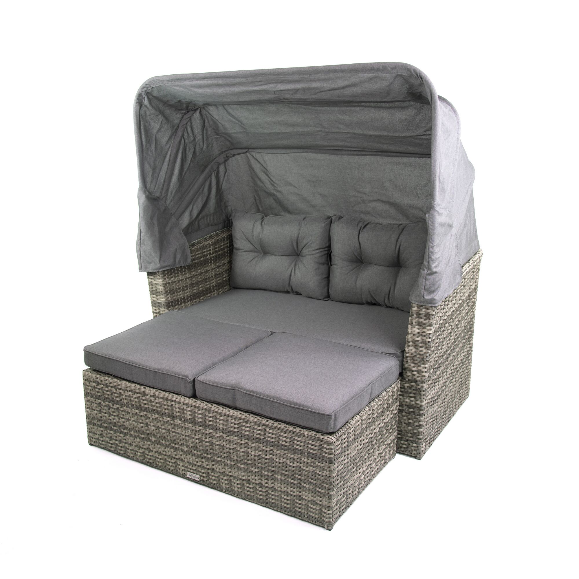 Graue Gartenlounge mit Dach