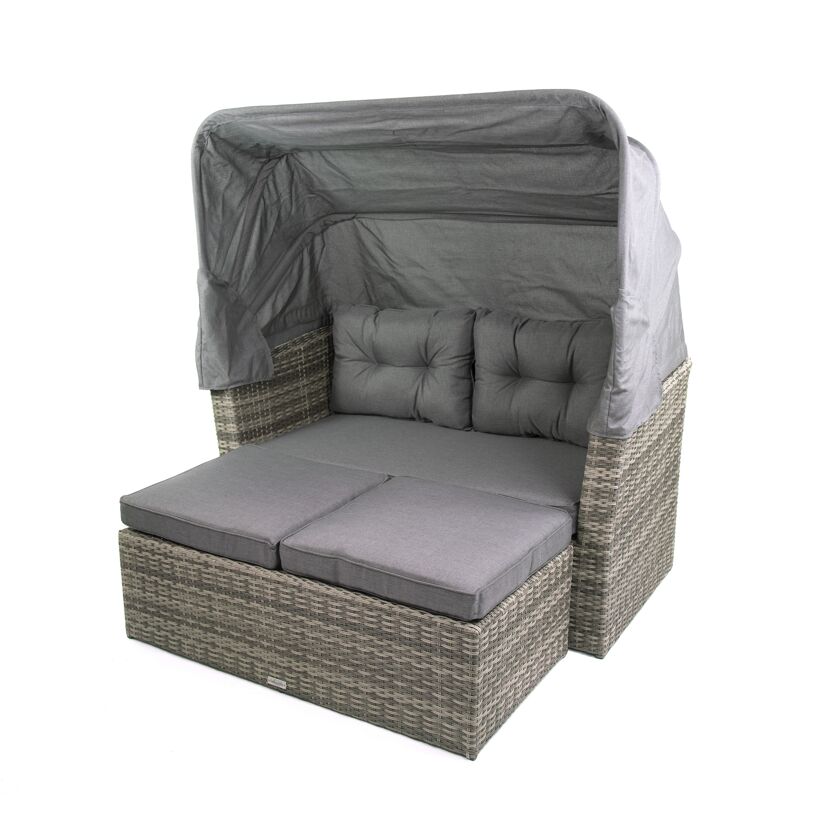 Graue Gartenlounge mit Dach