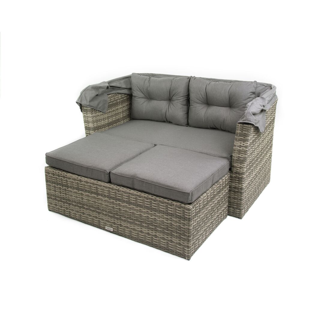 Graue Gartenlounge mit Dach