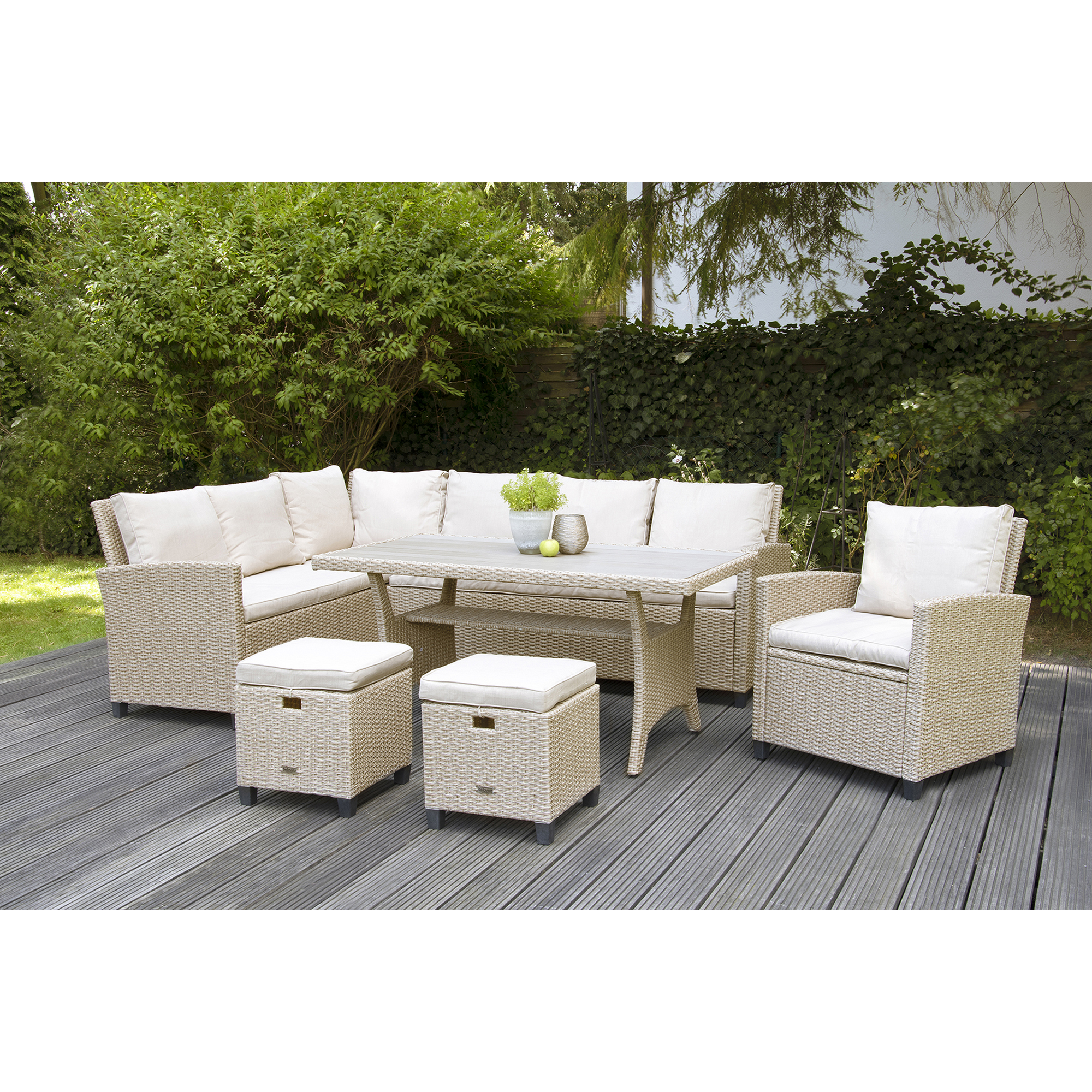 Loungemöbelset 'Prato' Stahl beige 6-teilig