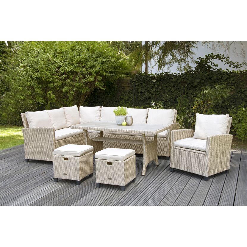 Loungemöbelset 'Prato' Stahl beige 6-teilig