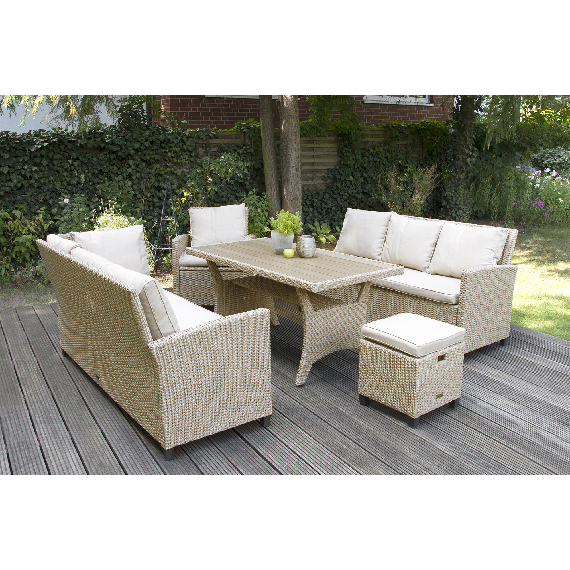 Loungemöbelset 'Prato' Stahl beige 6-teilig