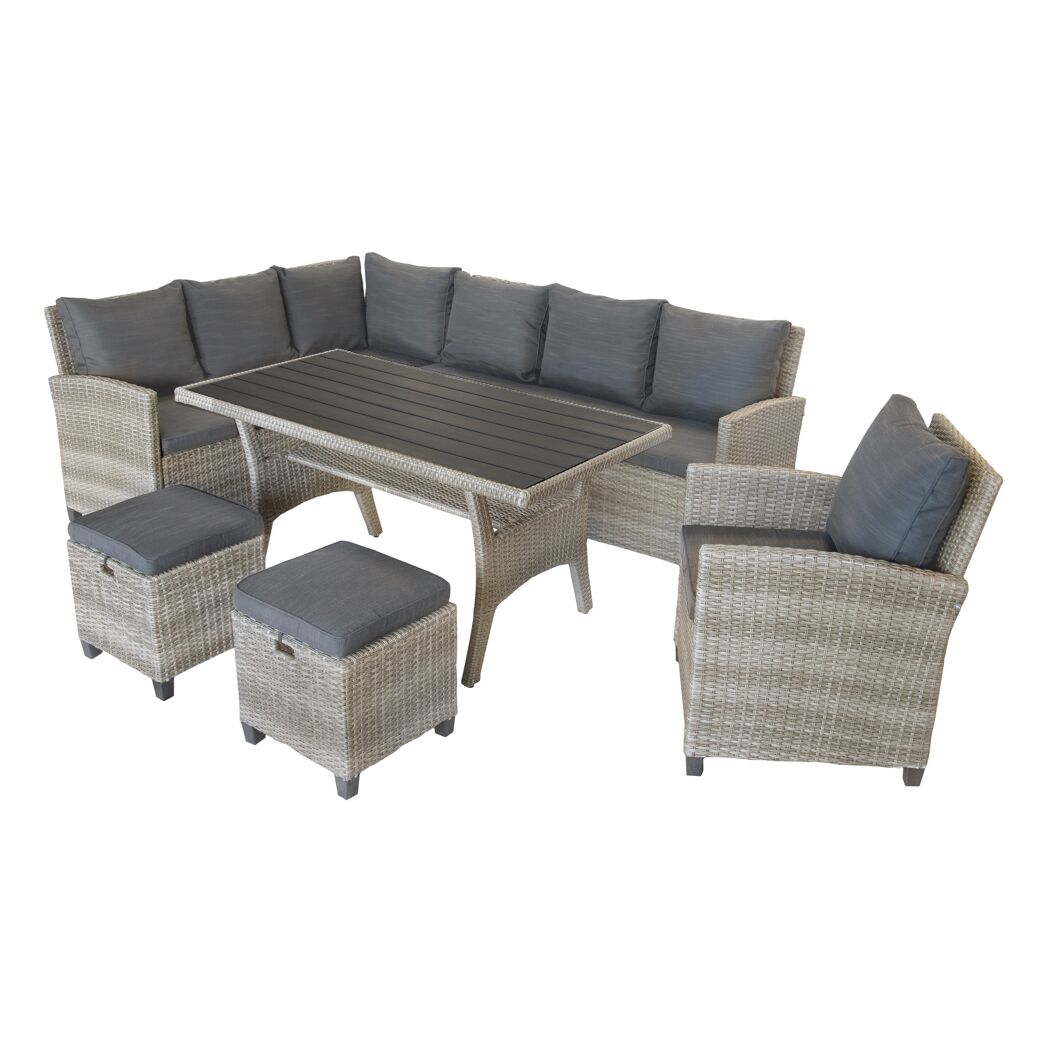 Gartenmöbelset mit Sofa, Tisch und Hocker