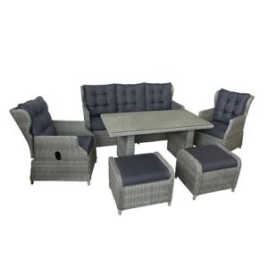 Dining-Lounge-Set 'Canelli' braun/grau 6-teilig