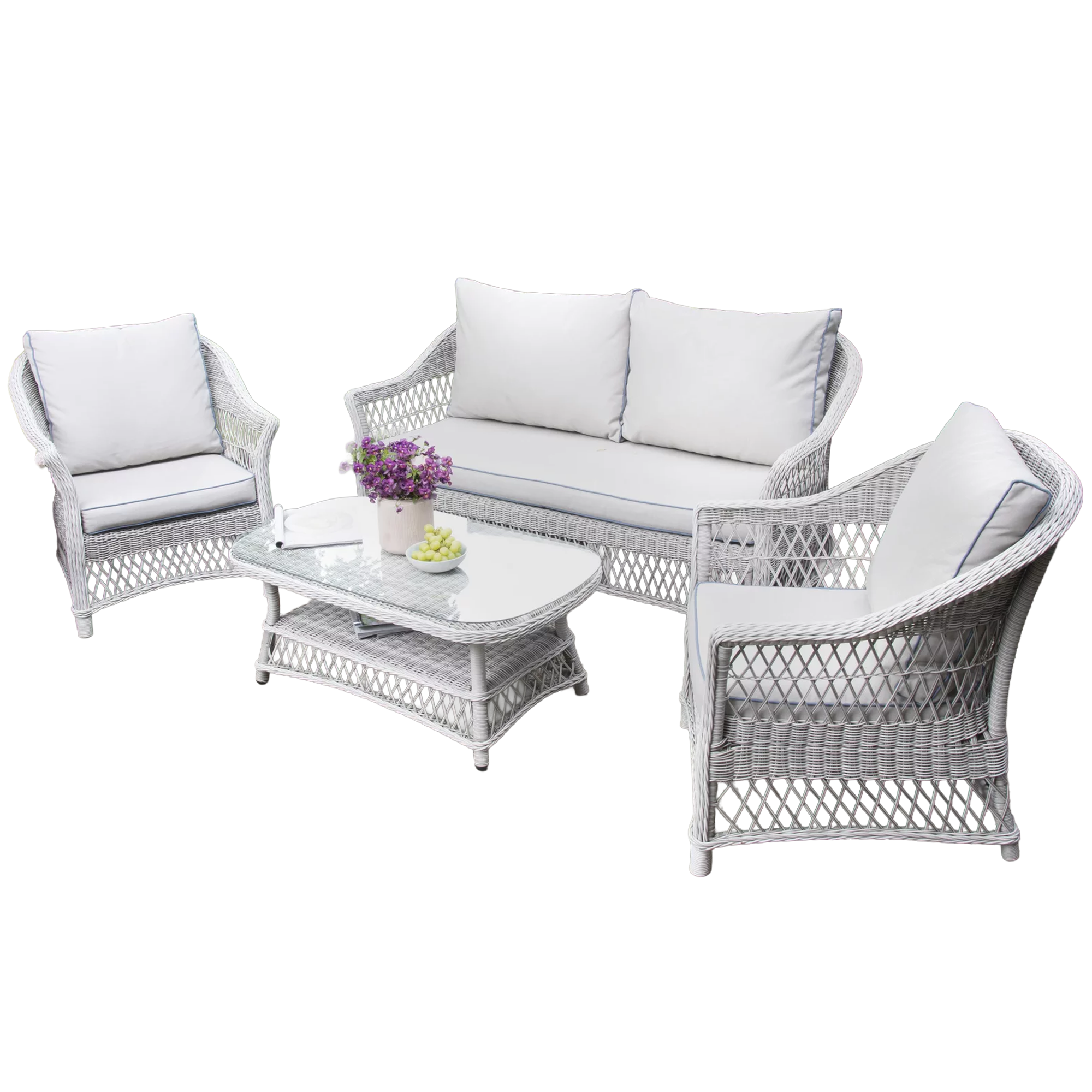 Loungemöbelset 'Lissabon' Aluminium hellgrau 5-teilig