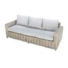 Dreisitzer-Sofa aus Rattan mit grauen Kissen