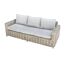 Dreisitzer-Sofa aus Rattan mit grauen Kissen