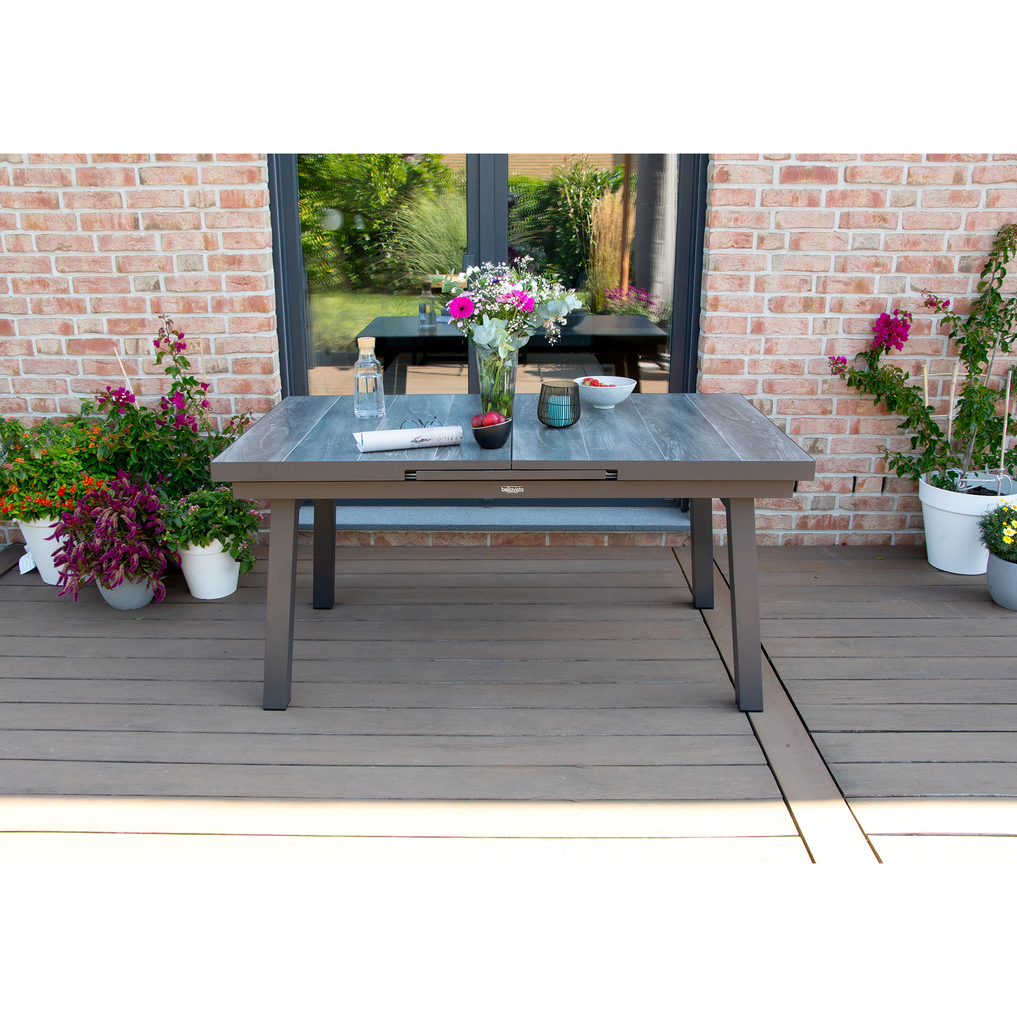 Gartentisch 'Sydney' ausziehbar Aluminium/Keramik 90 x 77 x 160/210 cm