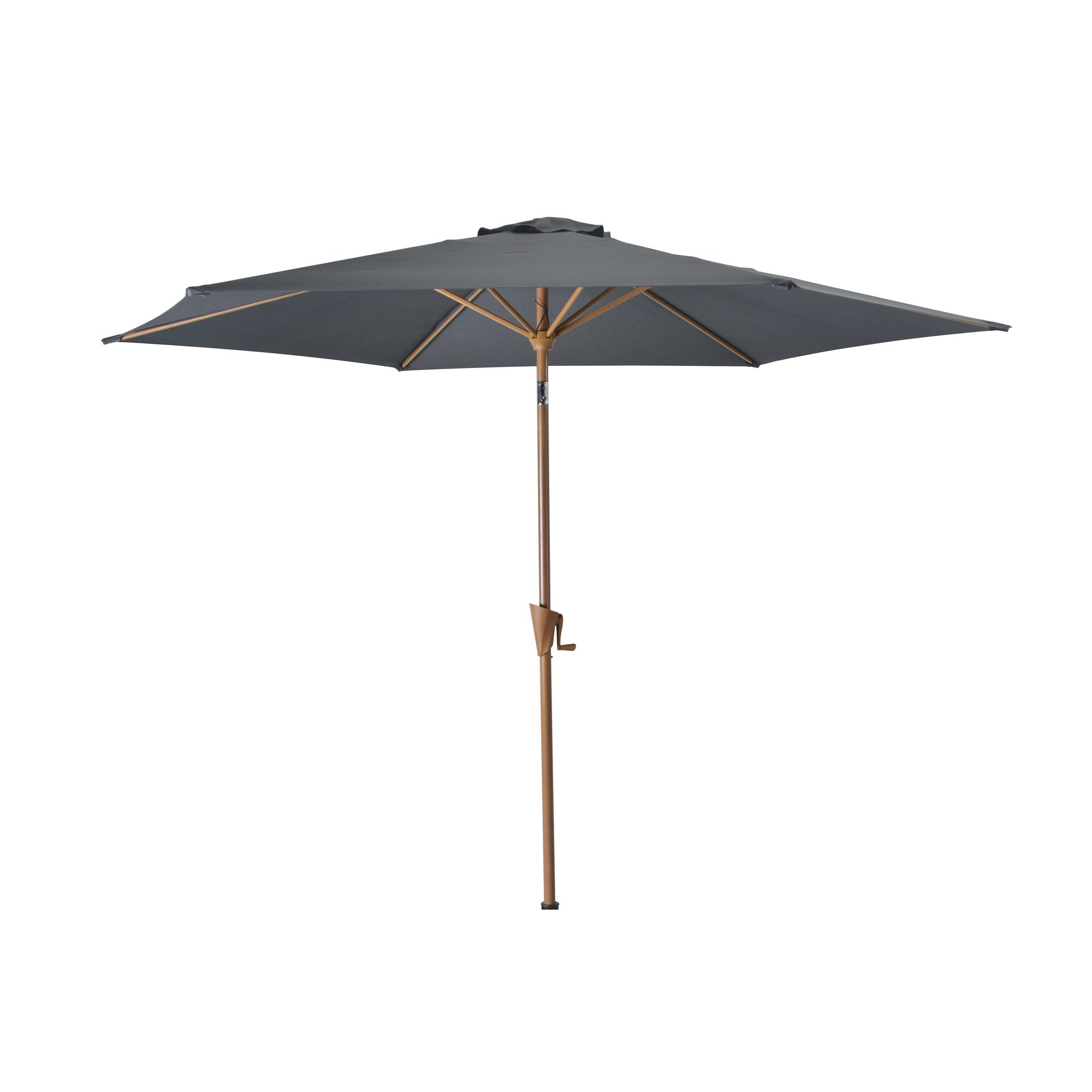 Grauer Sonnenschirm mit Kurbel