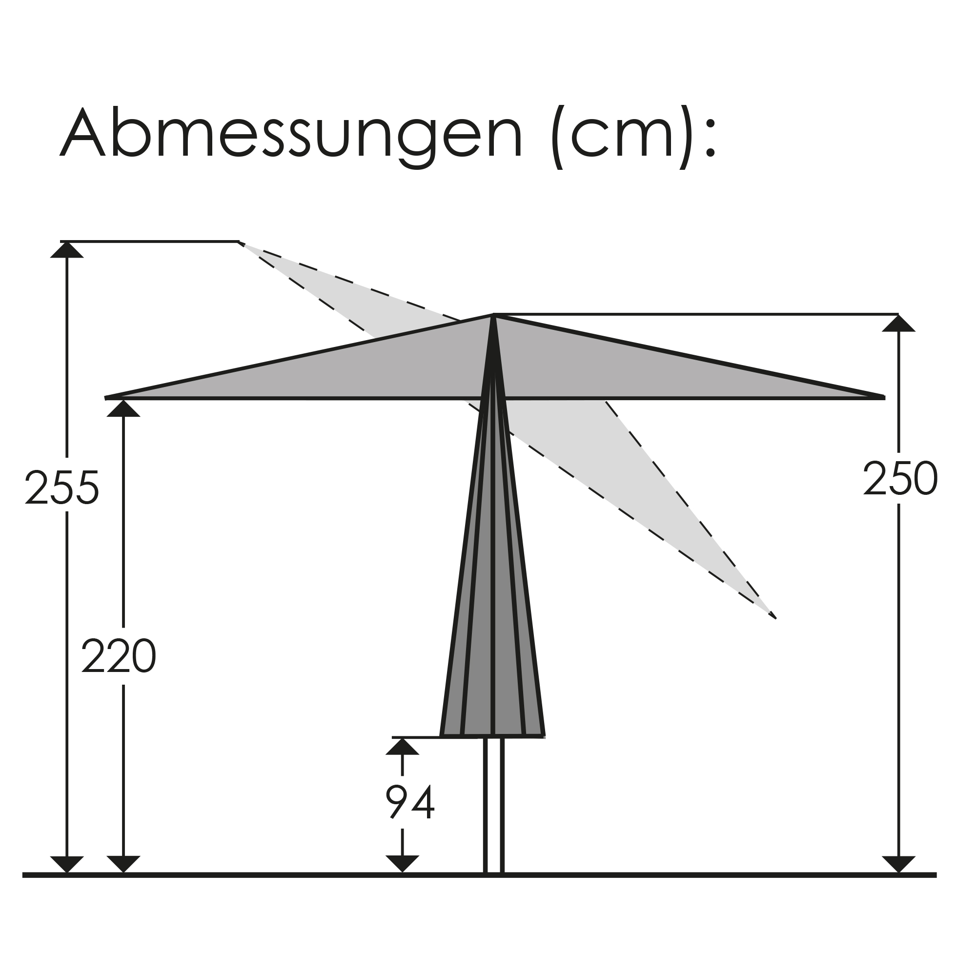 Rechteckschirm 'Tunis' knickbar 270 x 150 cm