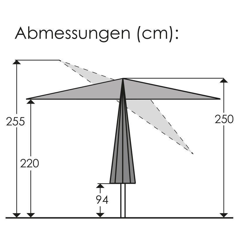 Rechteckschirm 'Tunis' knickbar 270 x 150 cm