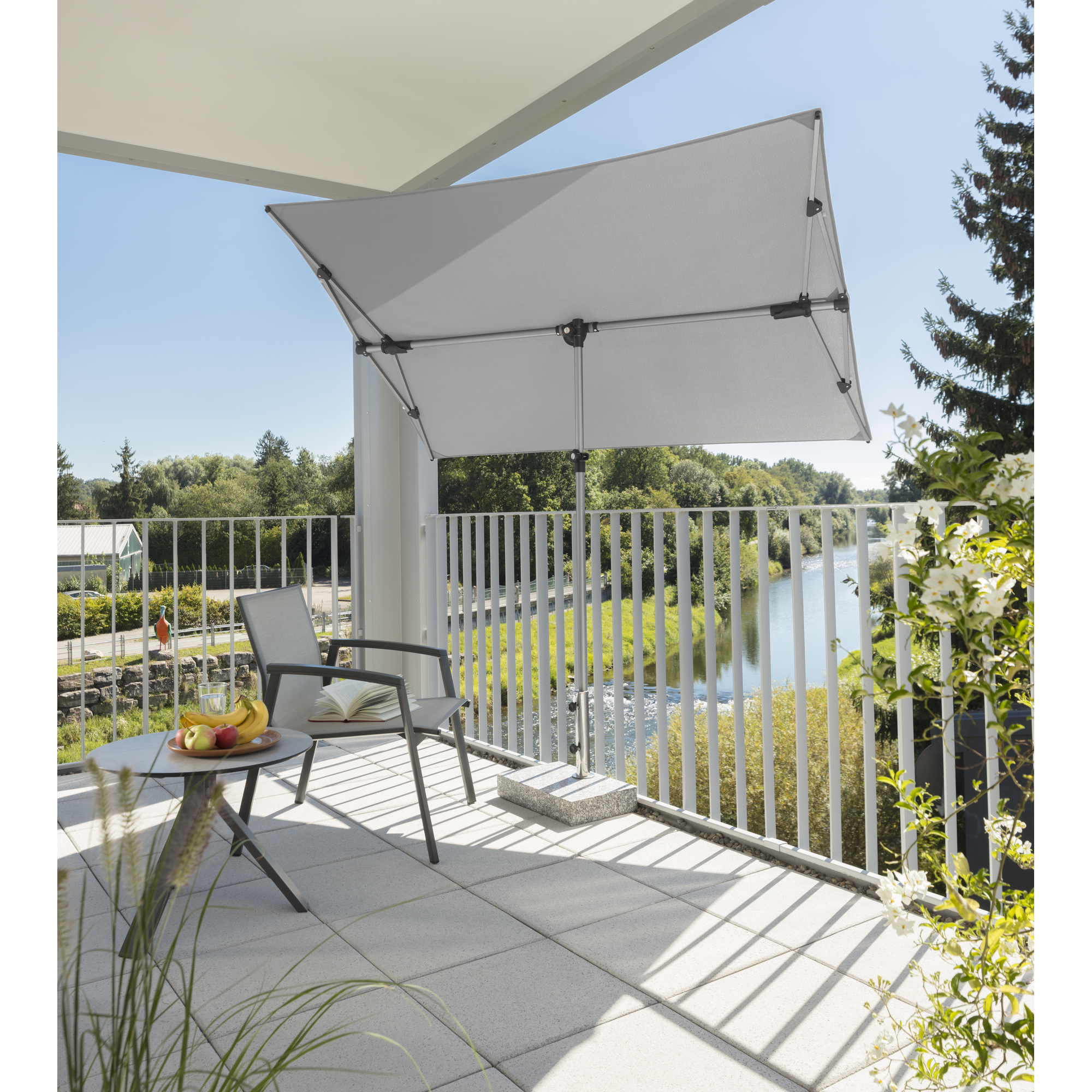 Balkonschirm 'Novara' silbergrau 190 x 140 cm