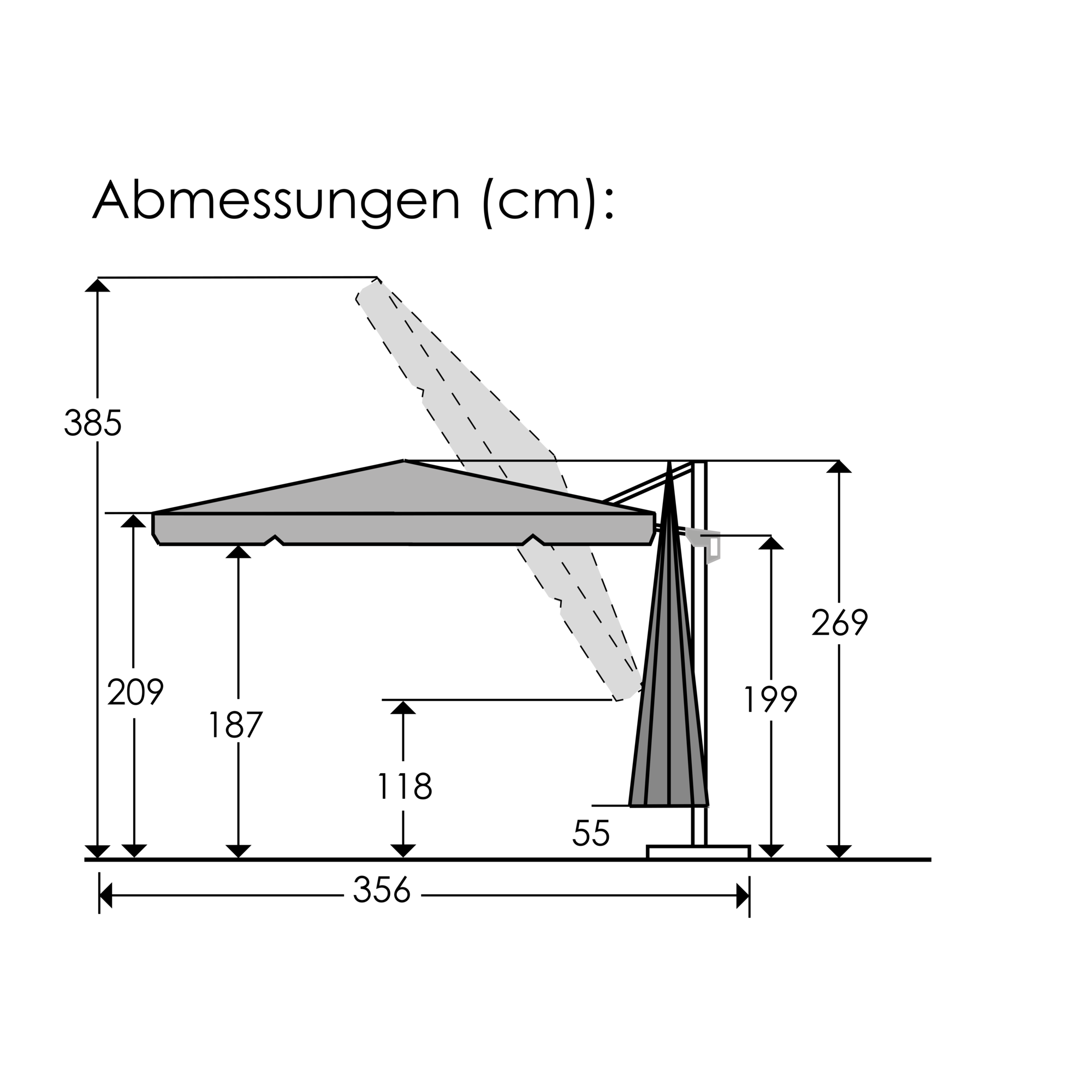 Ampelschirm 'Rhodos' naturfarben 300 x 300 cm