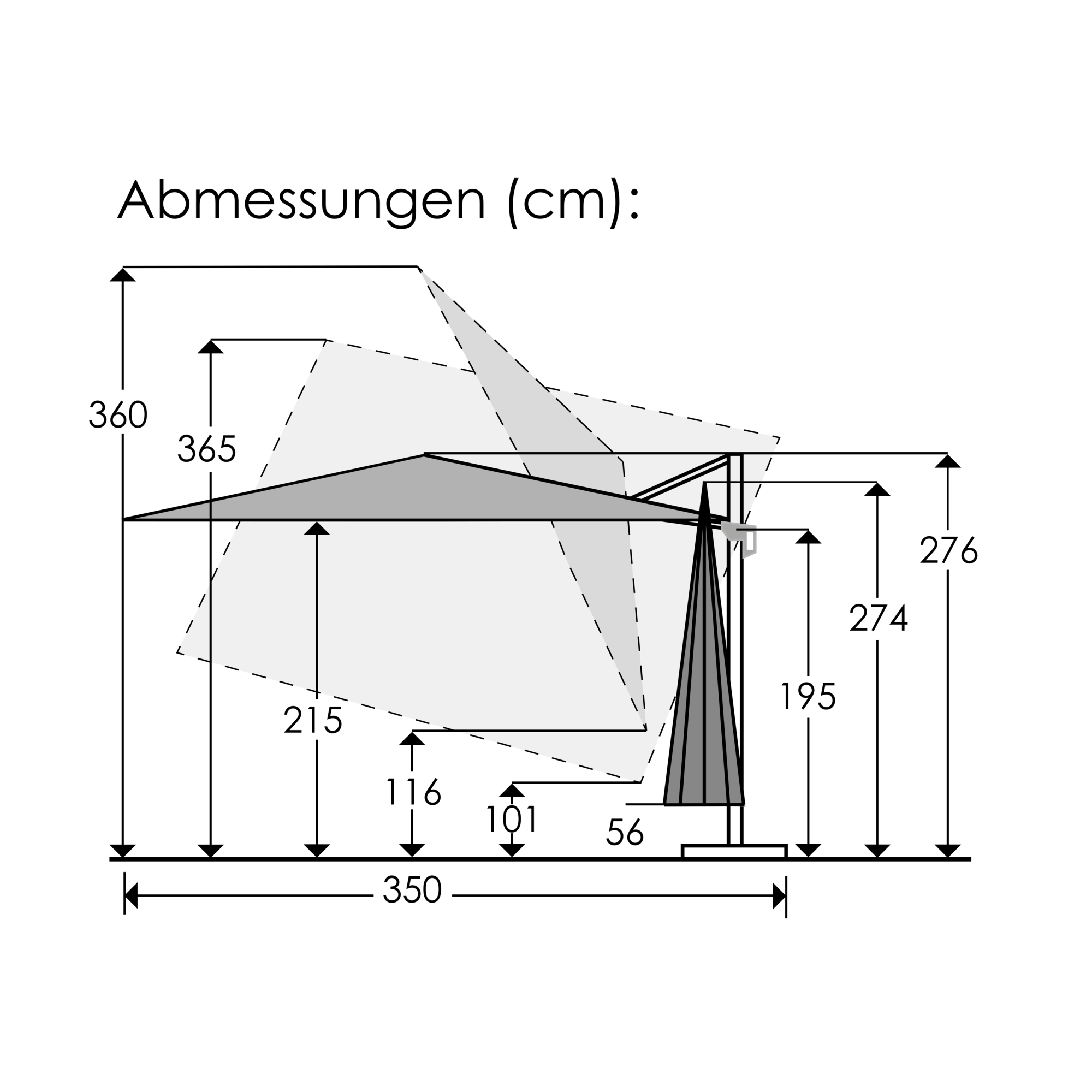 Ampelschirm 'Rhodos Twist Woody' naturfarben 300 x 300 cm