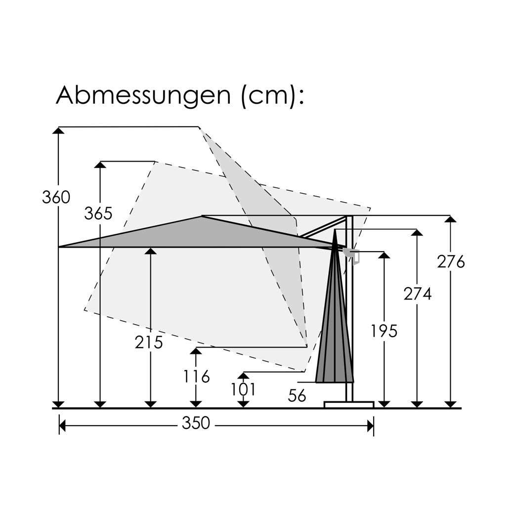 Ampelschirm 'Rhodos Twist Woody' neigbar/drehbar 300 x 300 cm