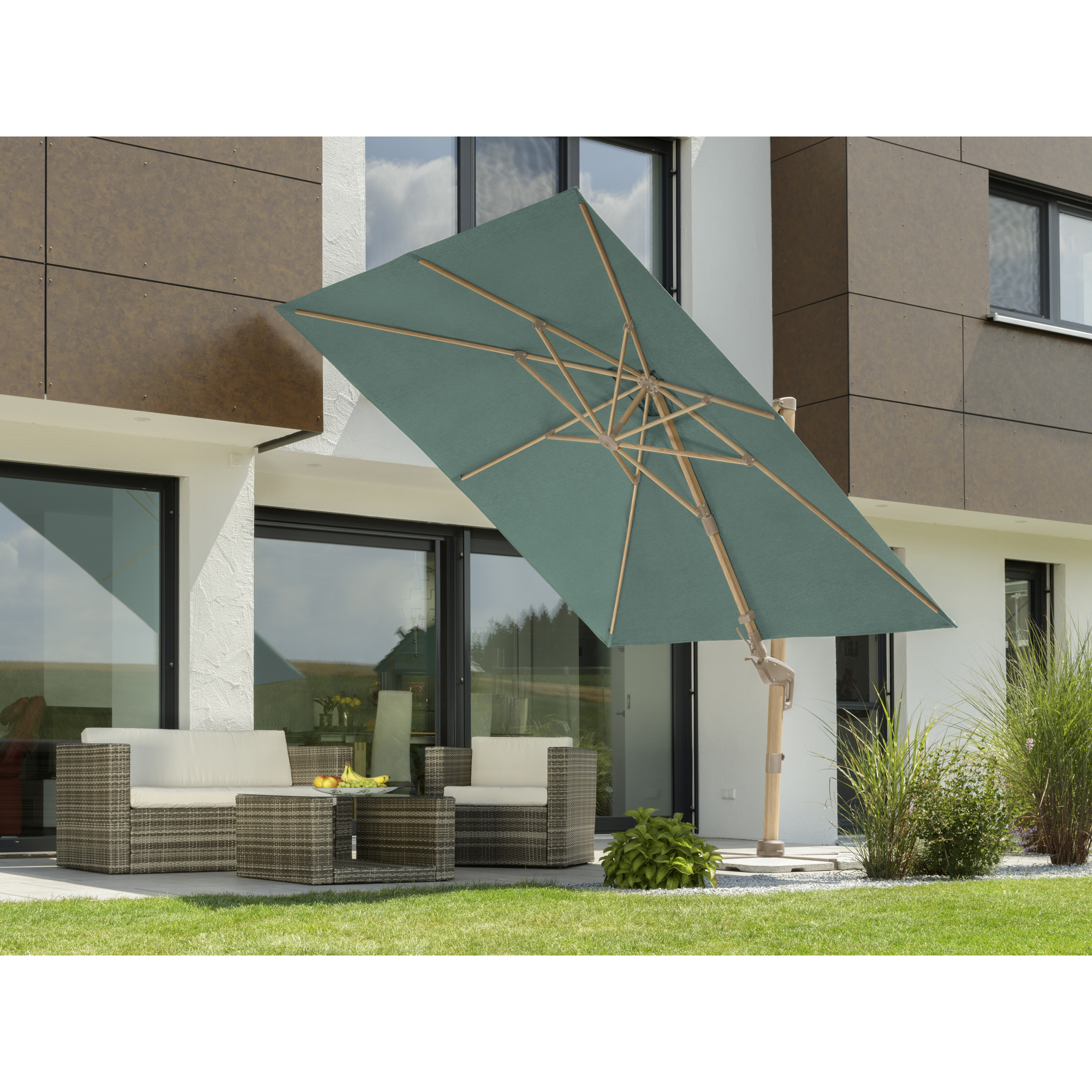 Ampelschirm 'Rhodos Twist Loft' grün Ø 300 cm