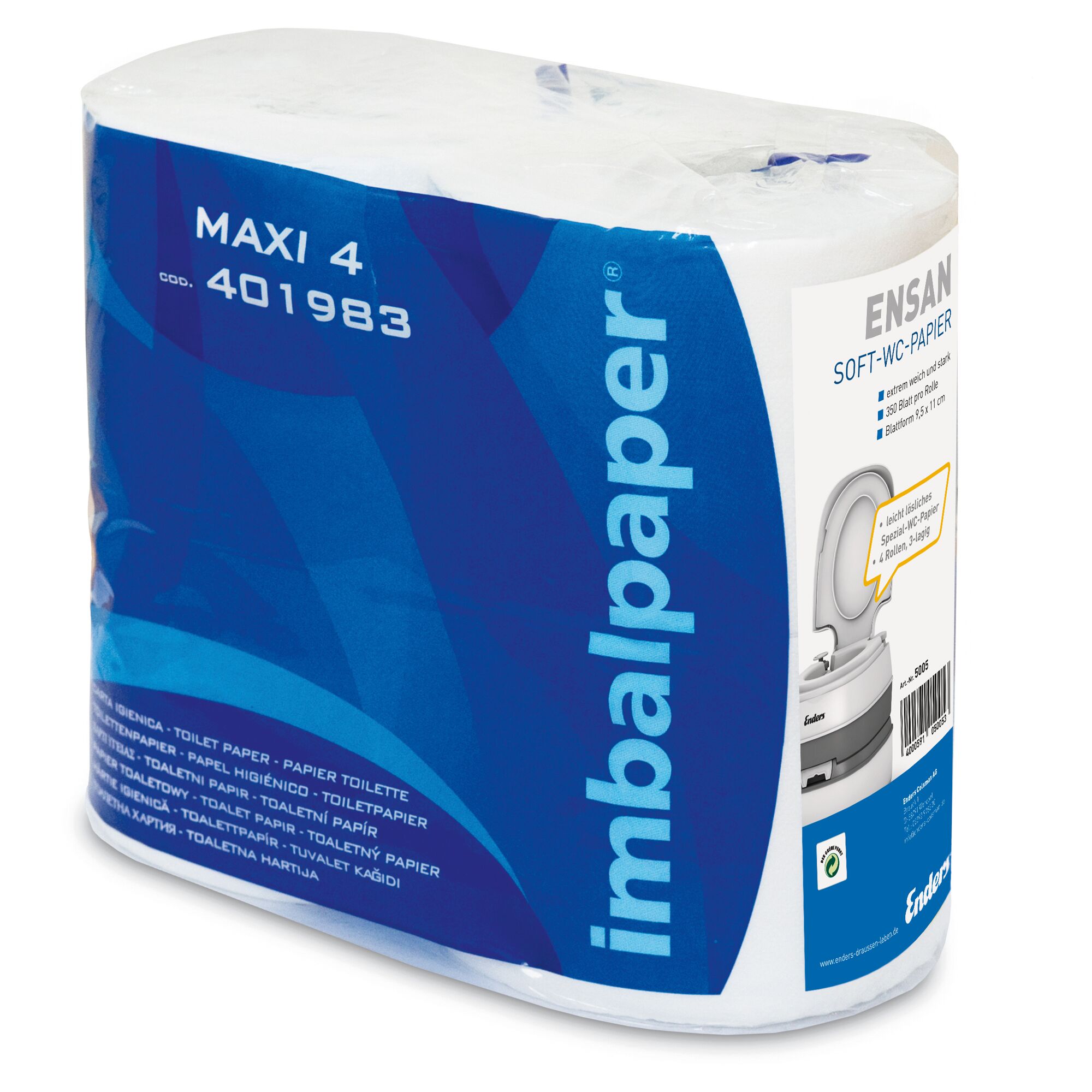 Ensan Soft-WC-Papier, 4 Rollen, 3-lagig