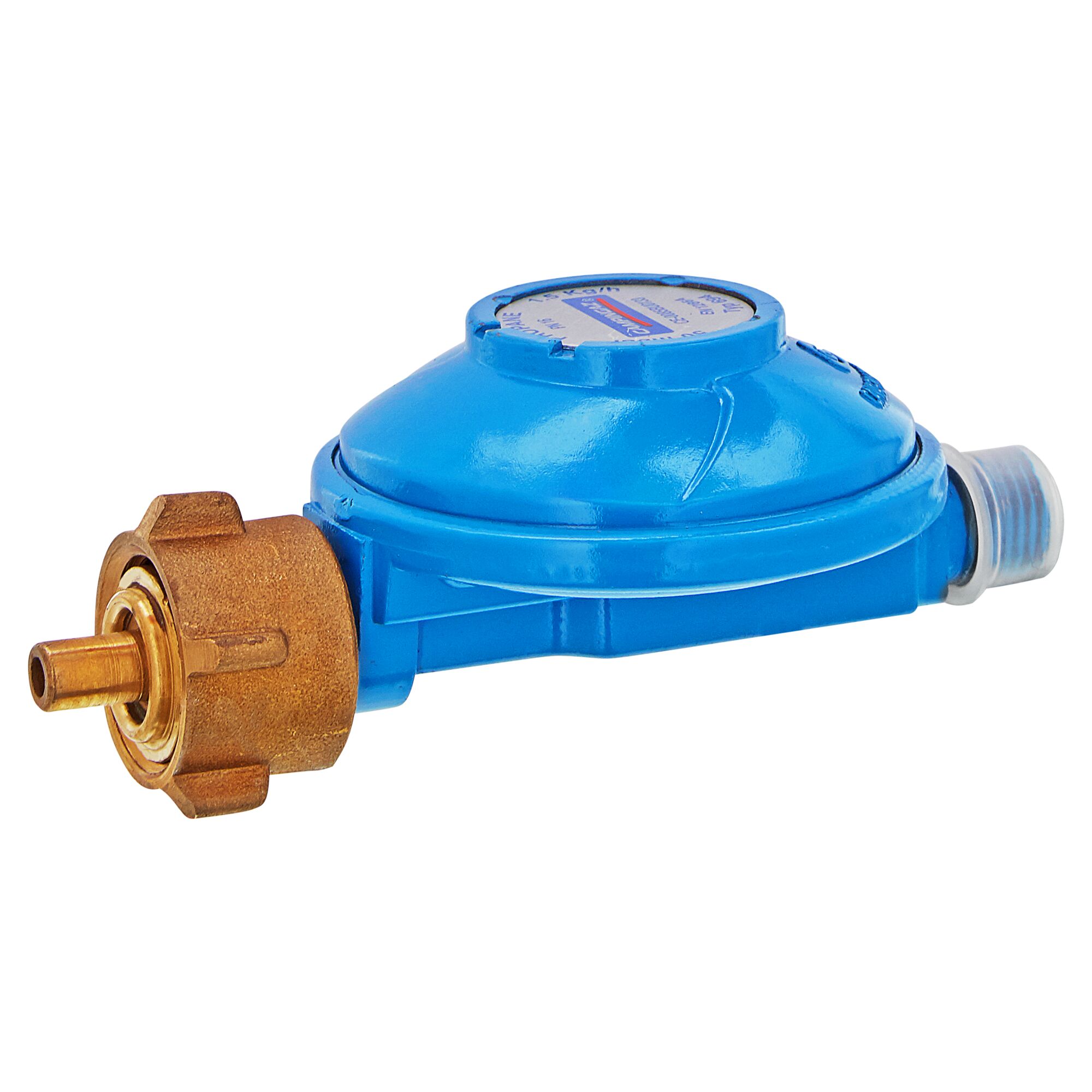 Blauer Gasregler mit Linksgewinde