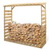 Holzstapel in einem Kaminholzunterstand