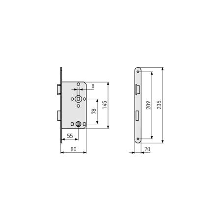 3. Bild von Einsteckschloss 'ES WC' rechts silber 55/78 mm