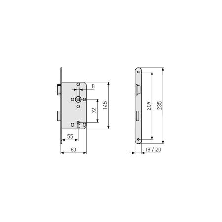 3. Bild von Einsteckschloss 'ES BB' rechts silber 55/72 mm Buntbart
