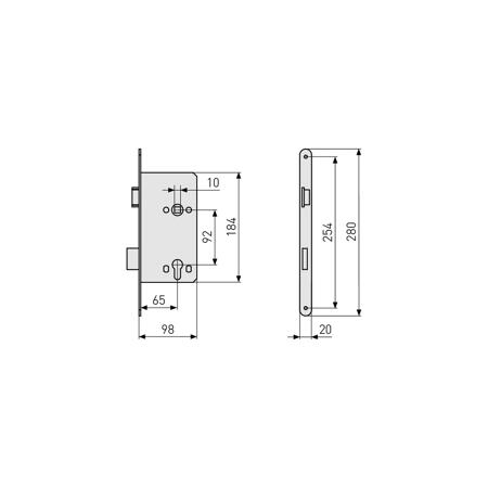 3. Bild von Einsteckschloss 'ESHT PZ' links gold 65/92 mm
