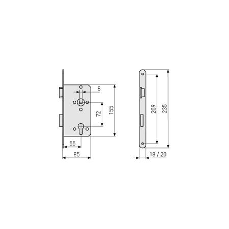 3. Bild von Einsteckschloss 'ES PZ2' rechts gold 55/72 mm